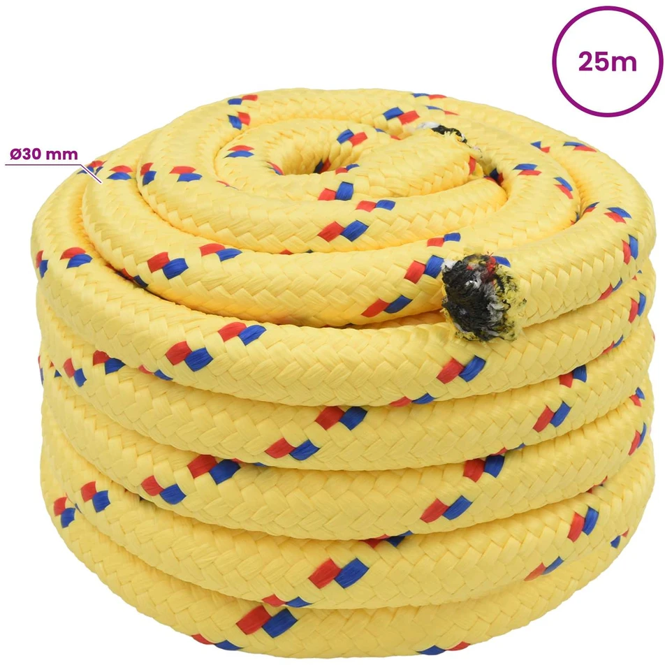 Daugiafunkcinė buitinė virvė 30 mm 25 m Geltona PP