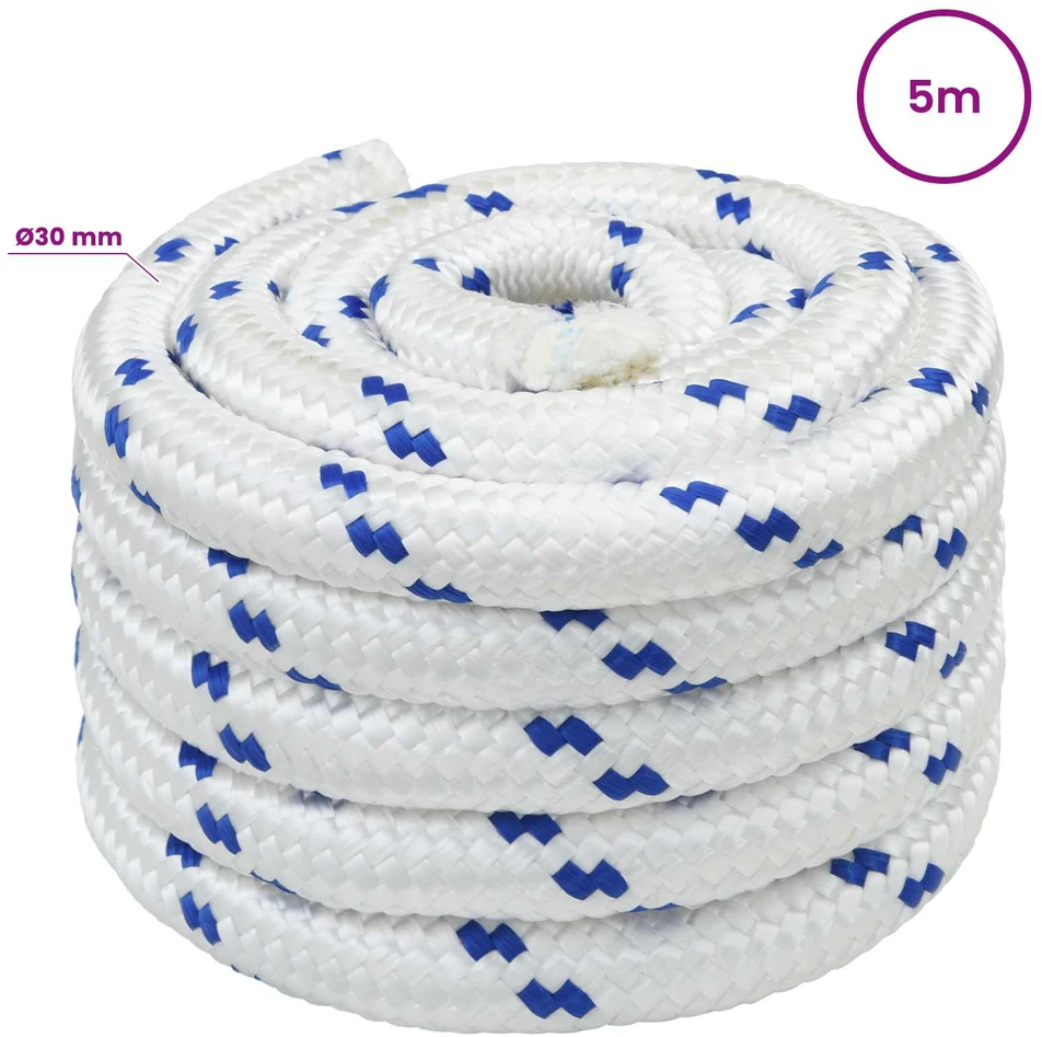 Daugiafunkcinė buitinė virvė 30 mm 5 m Balta ir mėlyna PP