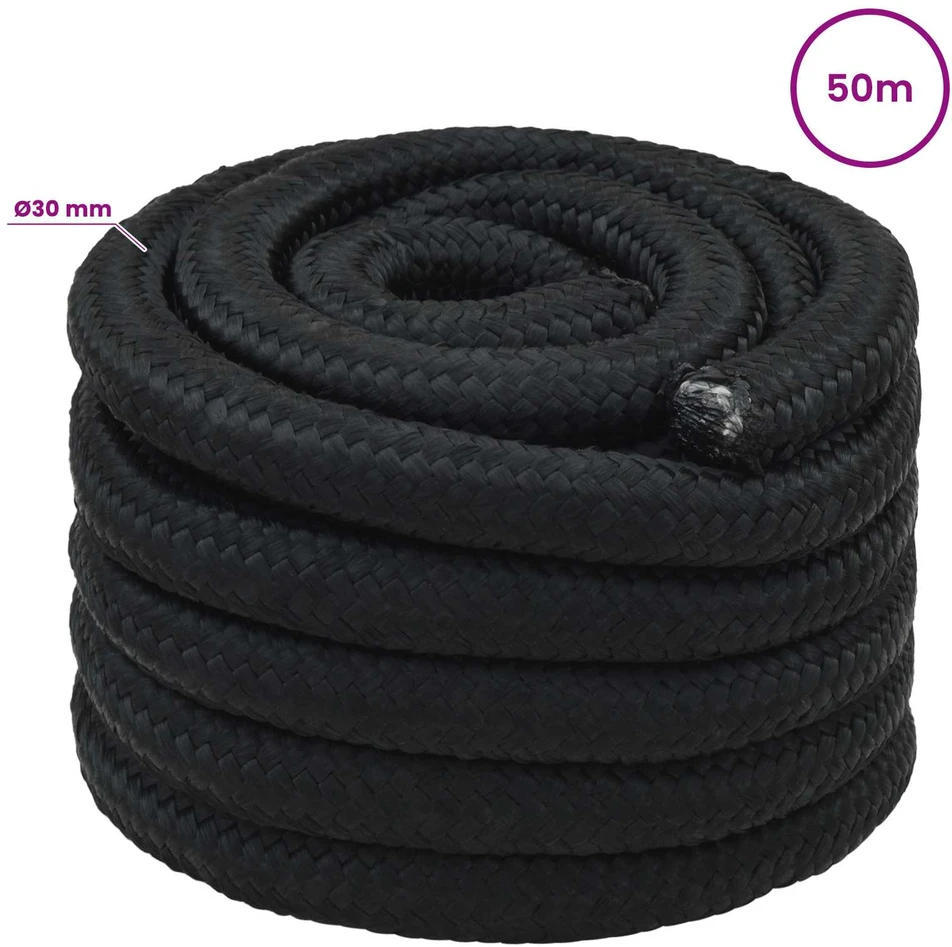 Daugiafunkcinė buitinė virvė 30 mm 50 m Juoda PP