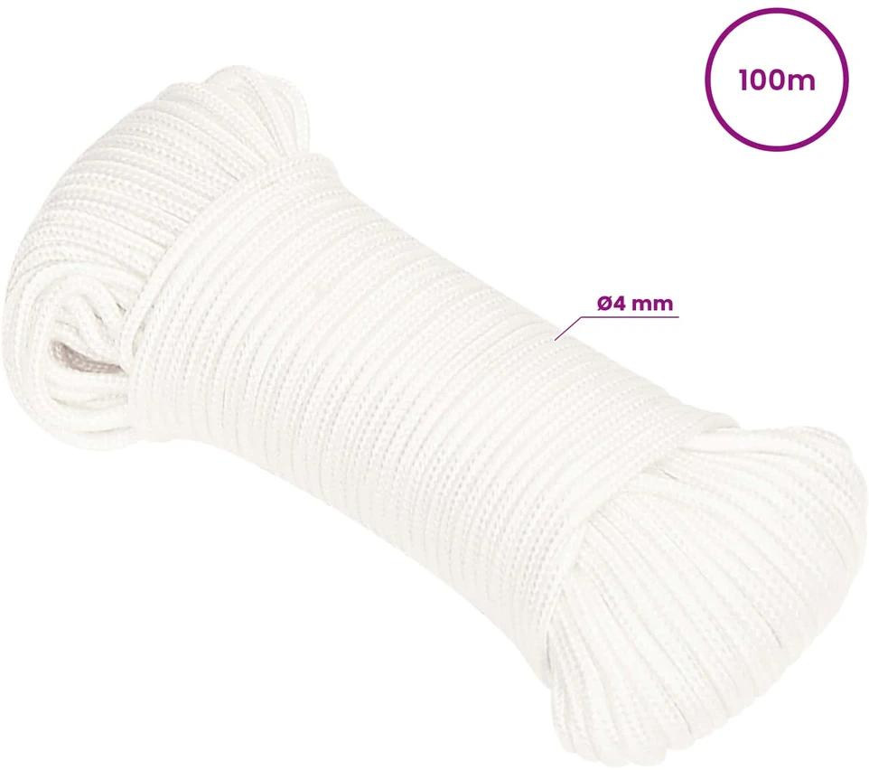 Daugiafunkcinė buitinė virvė 4 mm 100 m Balta PP