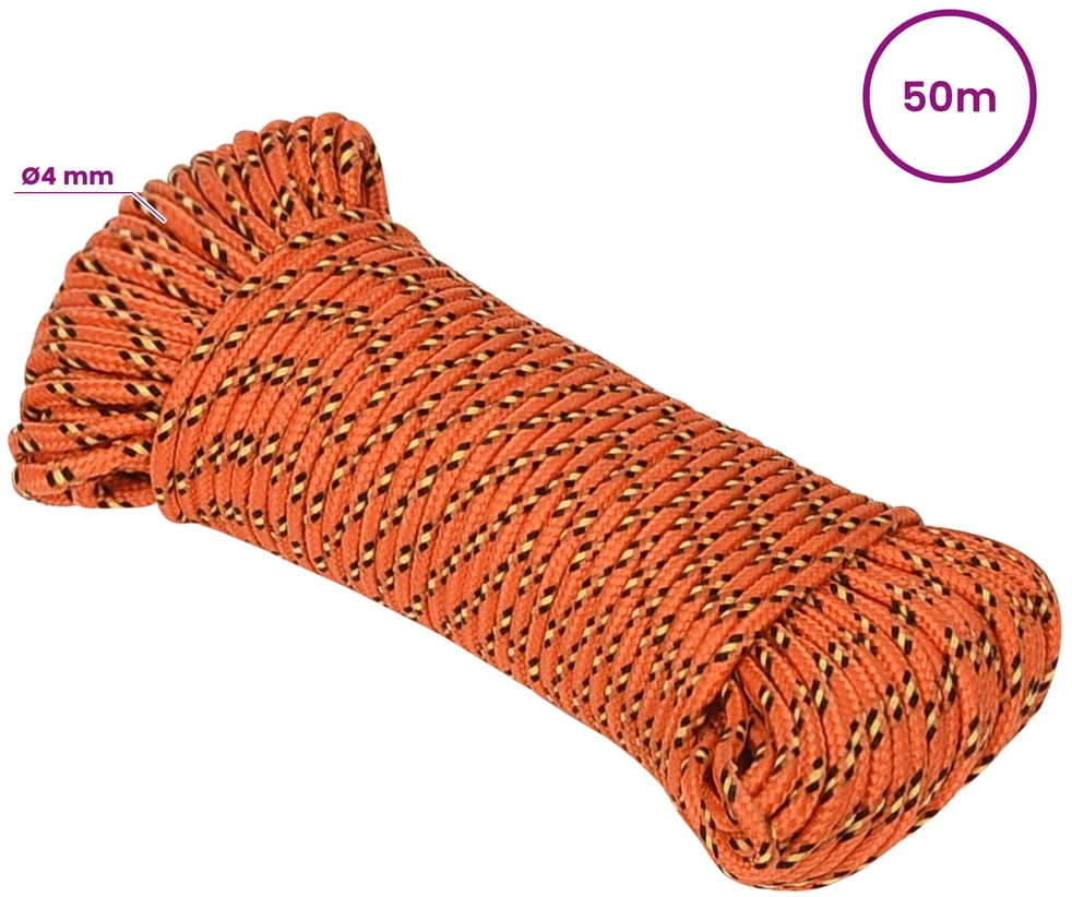 Daugiafunkcinė buitinė virvė 4 mm 50 m Oranžinė PP