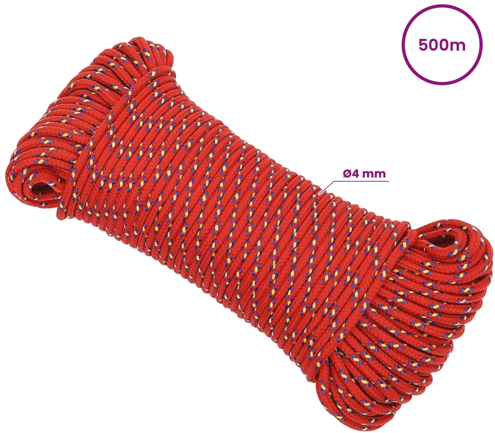 Daugiafunkcinė buitinė virvė 4 mm 500 m Raudona PP