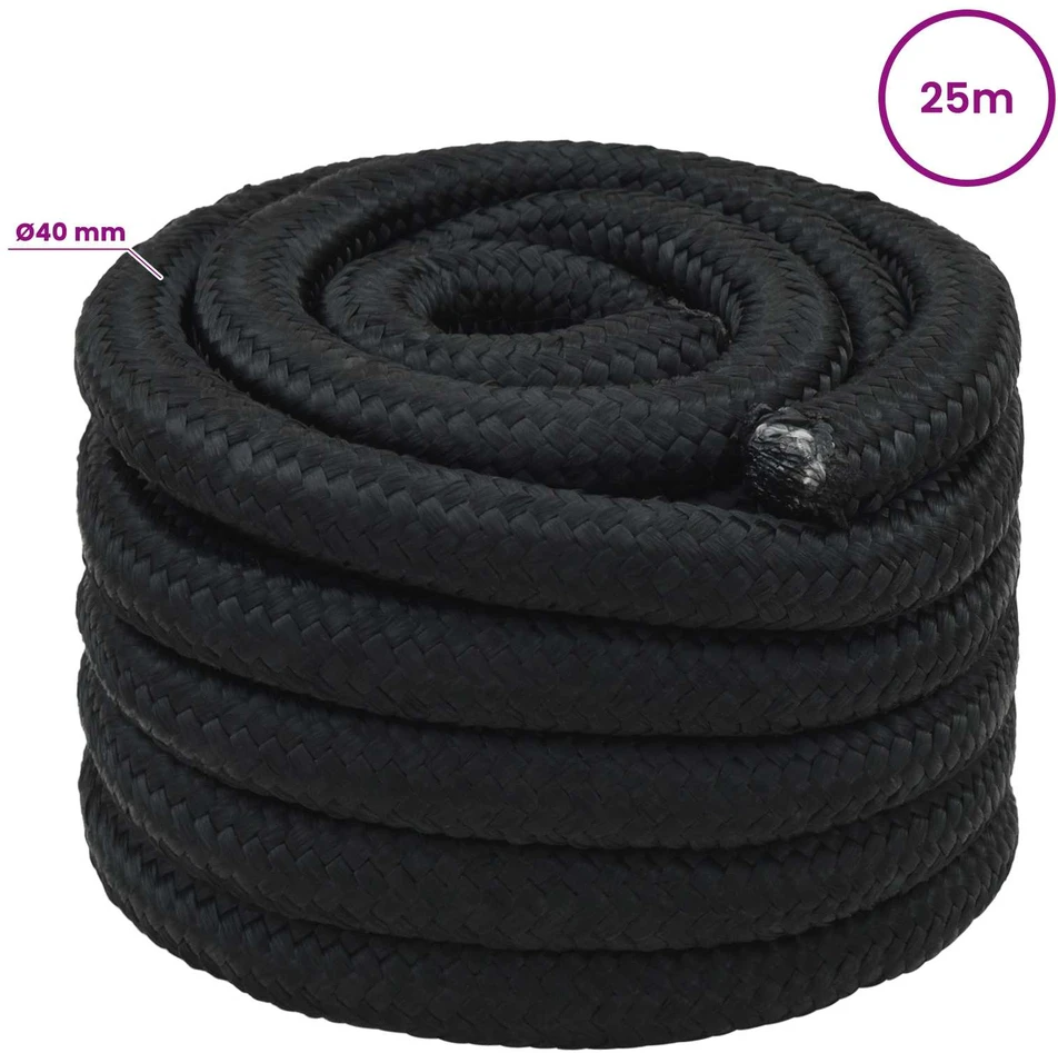 Daugiafunkcinė buitinė virvė 40 mm 25 m Juoda PP