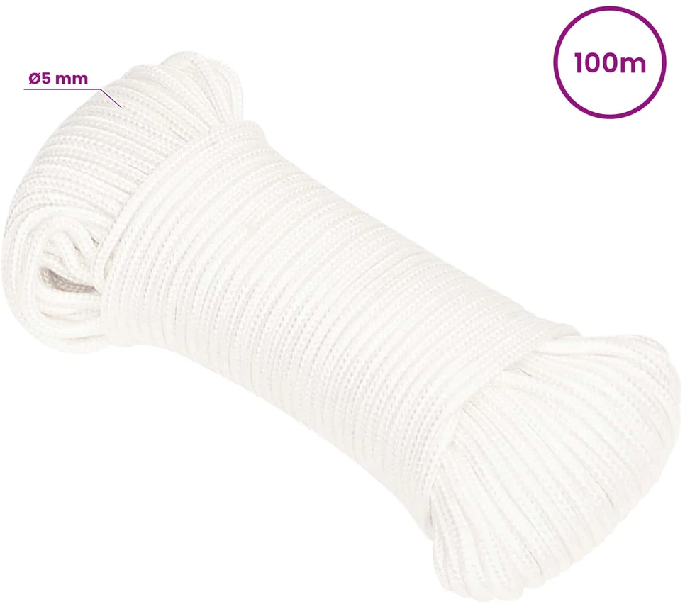 Daugiafunkcinė buitinė virvė 5 mm 100 m Balta PP