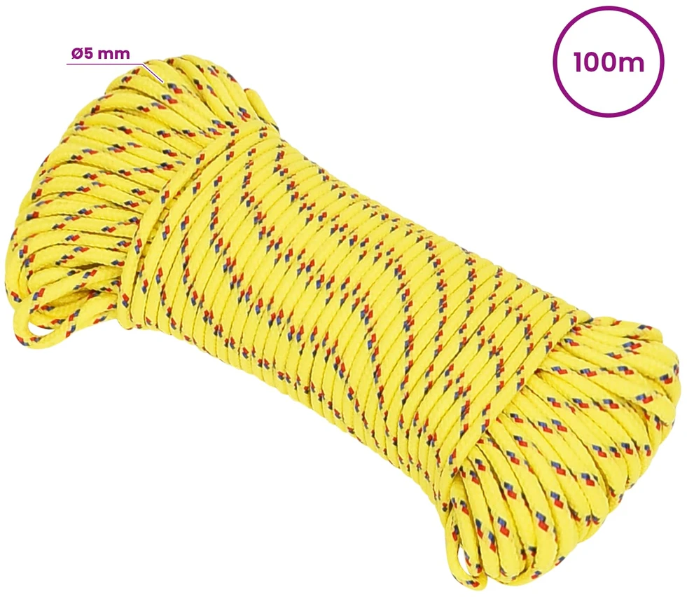 Daugiafunkcinė buitinė virvė 5 mm 100 m Geltona PP
