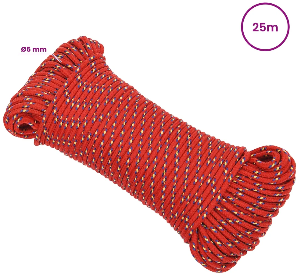 Daugiafunkcinė buitinė virvė 5 mm 25 m Raudona PP