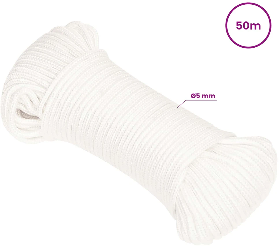 Daugiafunkcinė buitinė virvė 5 mm 50 m Balta PP