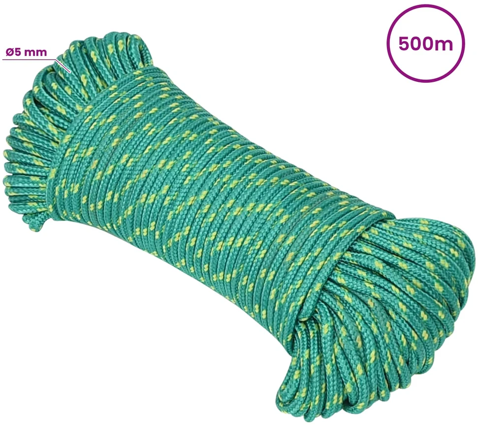 Daugiafunkcinė buitinė virvė 5 mm 500 m Žalia PP