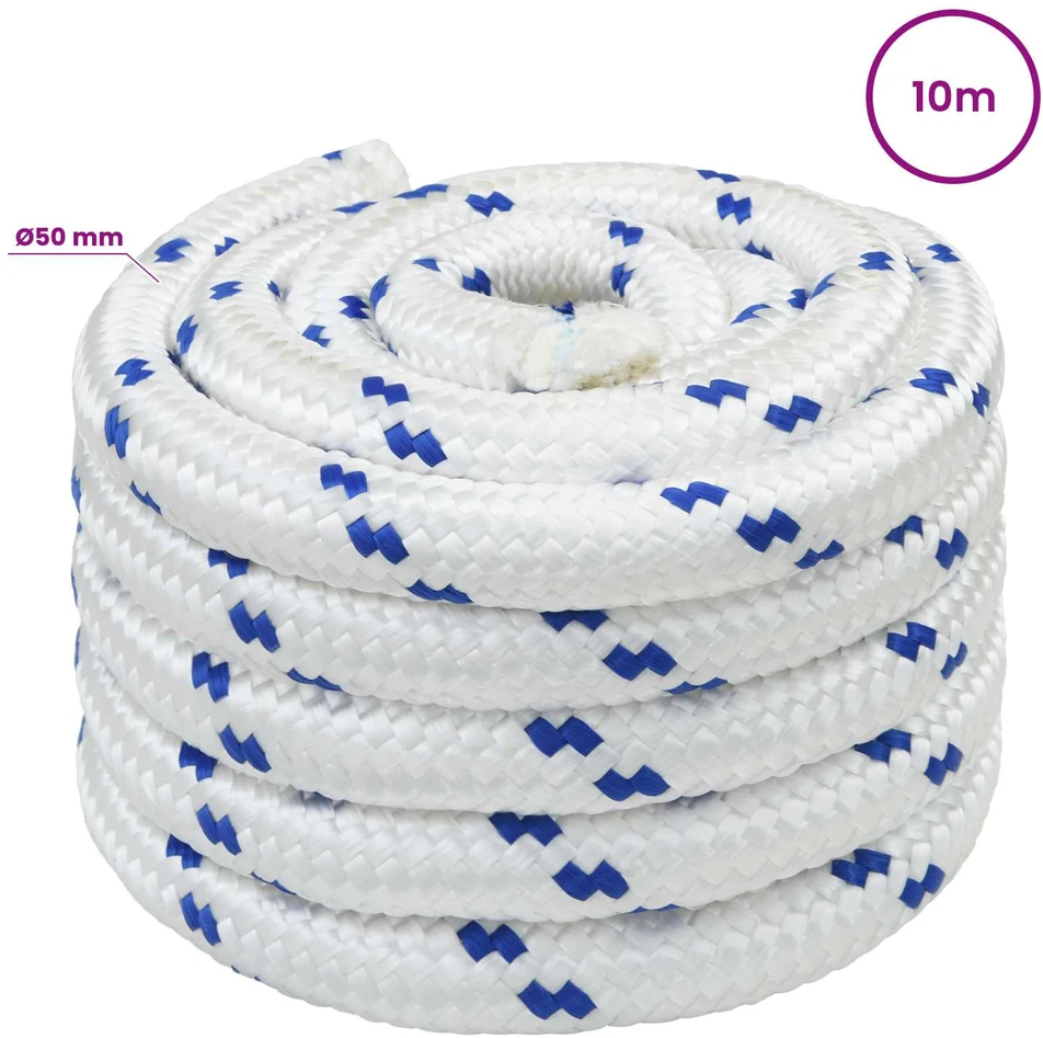 Daugiafunkcinė buitinė virvė 50 mm 10 m Balta ir mėlyna PP