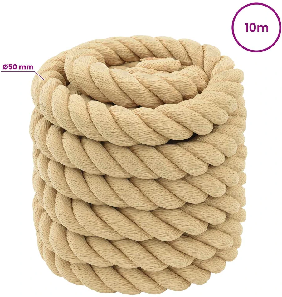 Daugiafunkcinė buitinė virvė 50 mm 10 m Natūrali PP