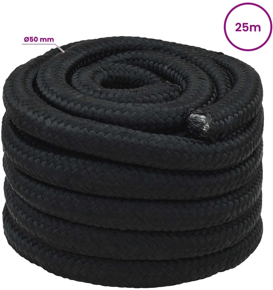 Daugiafunkcinė buitinė virvė 50 mm 25 m Juoda PP
