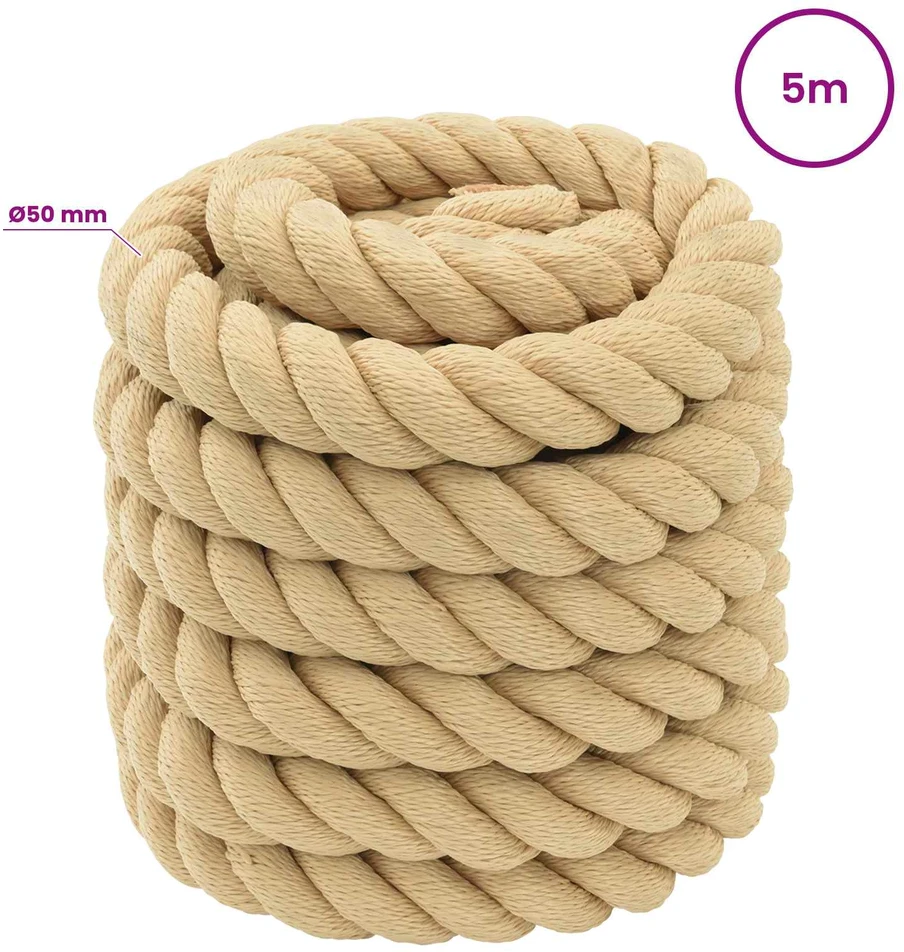 Daugiafunkcinė buitinė virvė 50 mm 5 m Natūrali PP