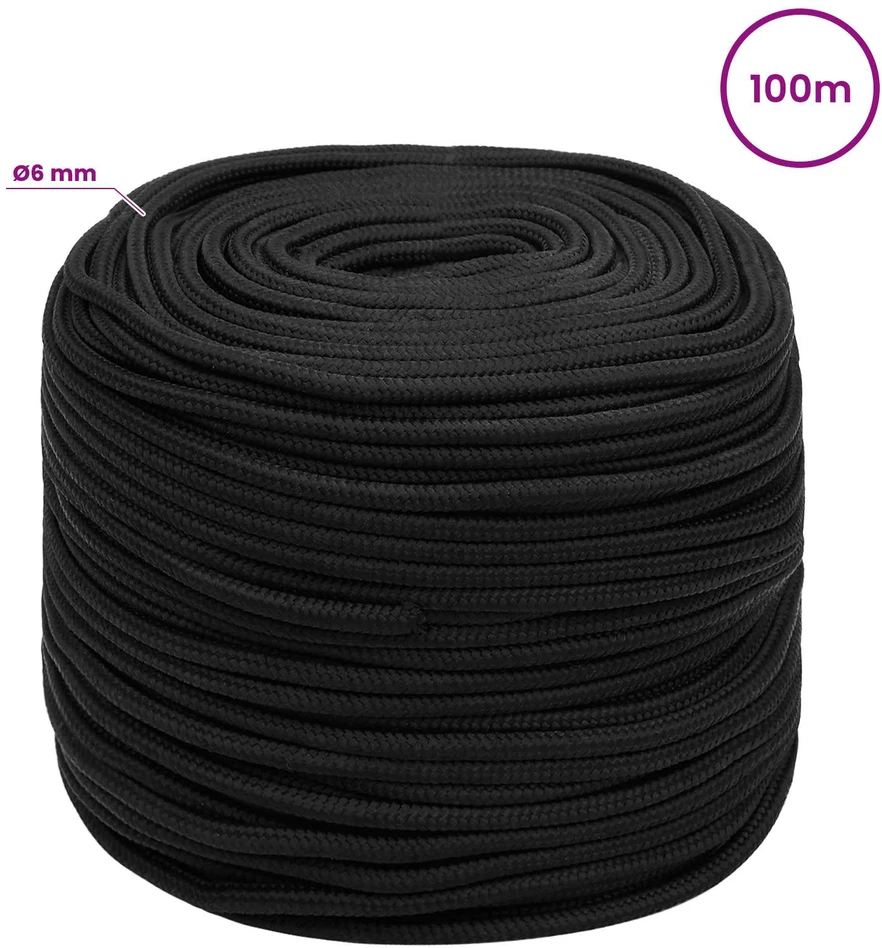 Daugiafunkcinė buitinė virvė 6 mm 100 m Juoda PP
