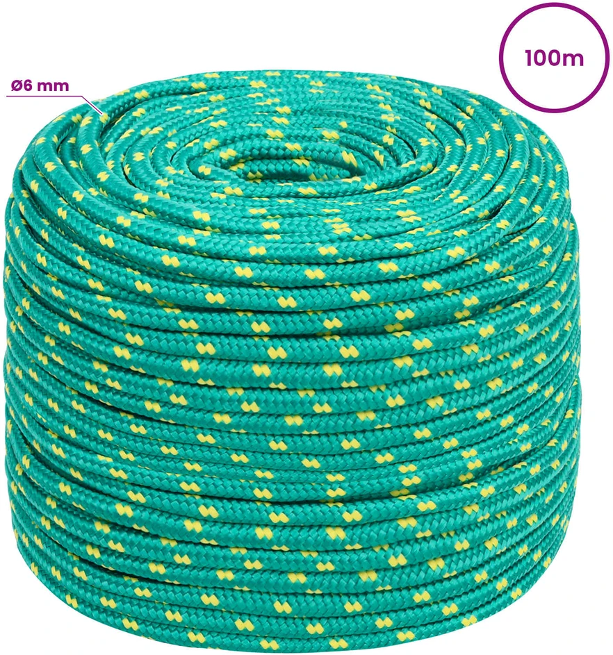 Daugiafunkcinė buitinė virvė 6 mm 100 m Žalia PP