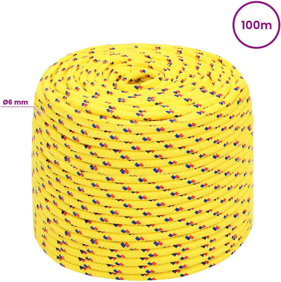 Daugiafunkcinė buitinė virvė 6 mm 100 m Geltona PP