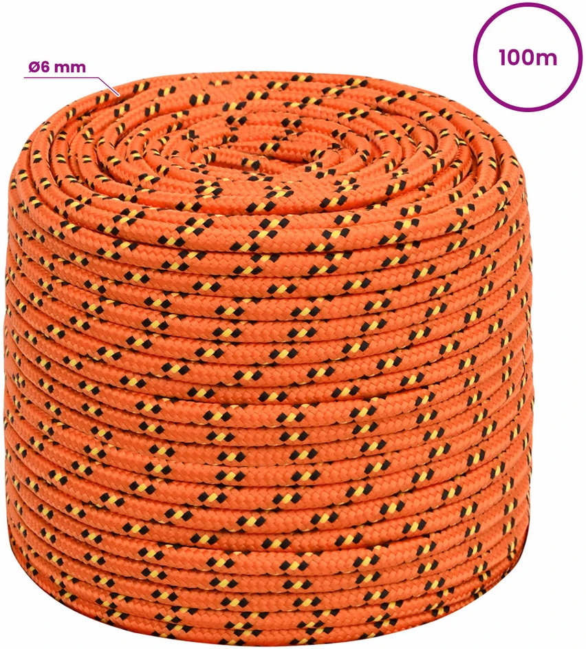 Daugiafunkcinė buitinė virvė 6 mm 100 m Oranžinė PP