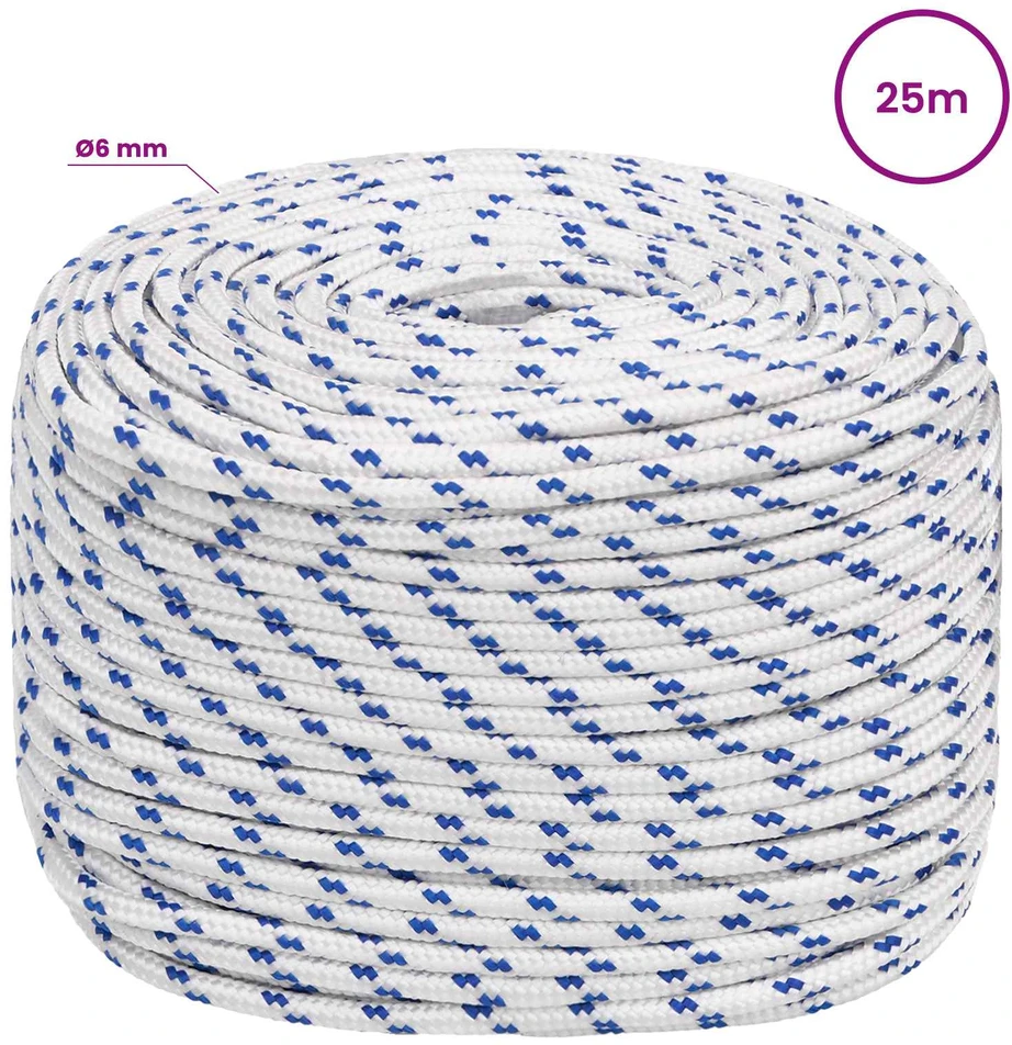 Daugiafunkcinė buitinė virvė 6 mm 25 m Balta ir mėlyna PP