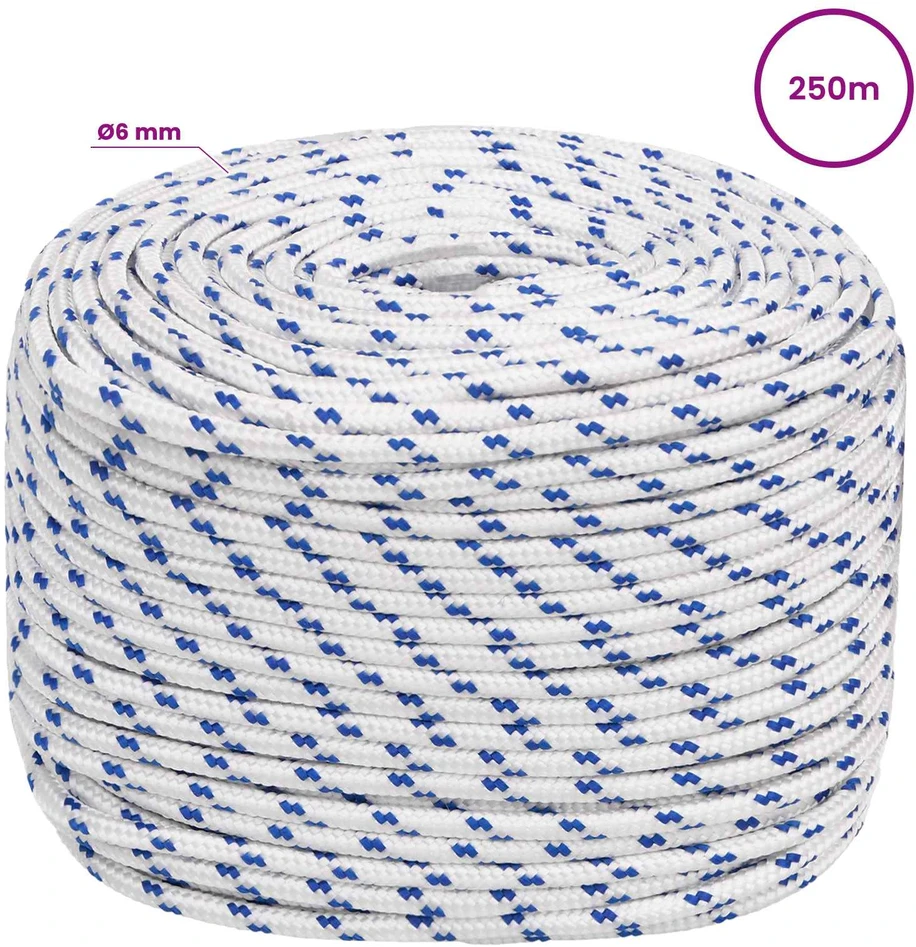 Daugiafunkcinė buitinė virvė 6 mm 250 m Balta ir mėlyna PP