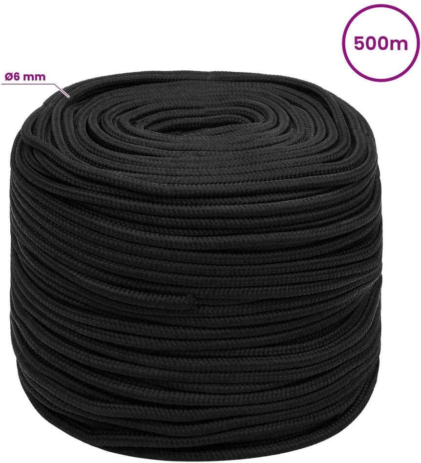 Daugiafunkcinė buitinė virvė 6 mm 500 m Juoda PP