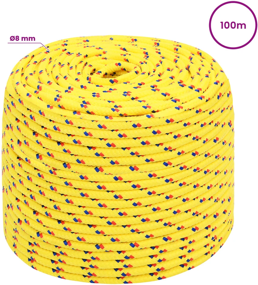 Daugiafunkcinė buitinė virvė 8 mm 100 m Geltona PP