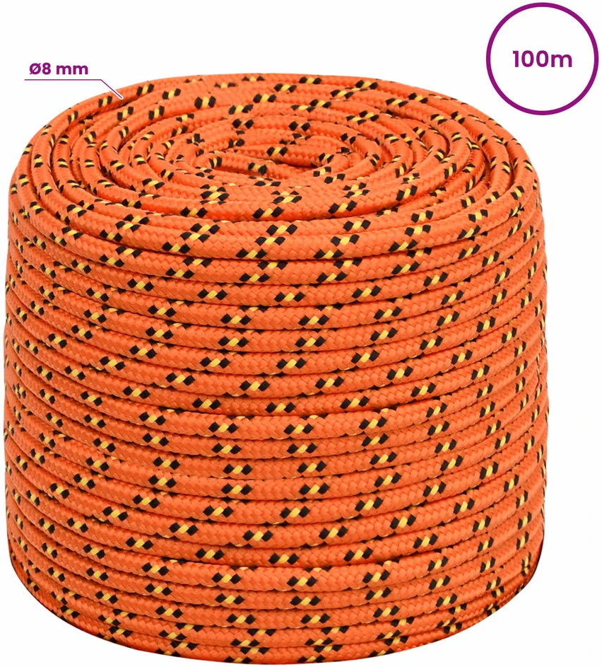 Daugiafunkcinė buitinė virvė 8 mm 100 m Oranžinė PP
