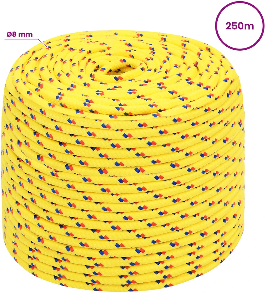Daugiafunkcinė buitinė virvė 8 mm 250 m Geltona PP