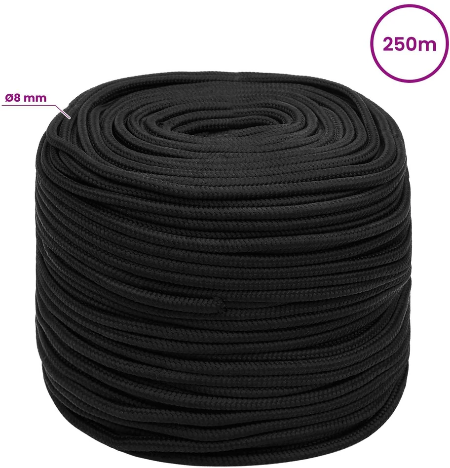 Daugiafunkcinė buitinė virvė 8 mm 250 m Juoda PP