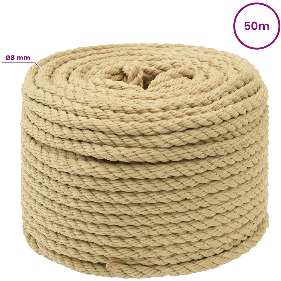 Daugiafunkcinė buitinė virvė 8 mm 50 m Natūrali PP