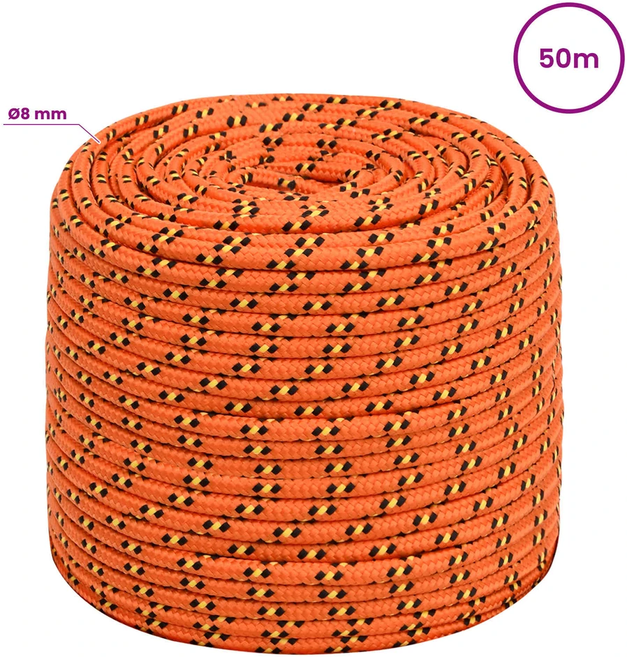 Daugiafunkcinė buitinė virvė 8 mm 50 m Oranžinė PP