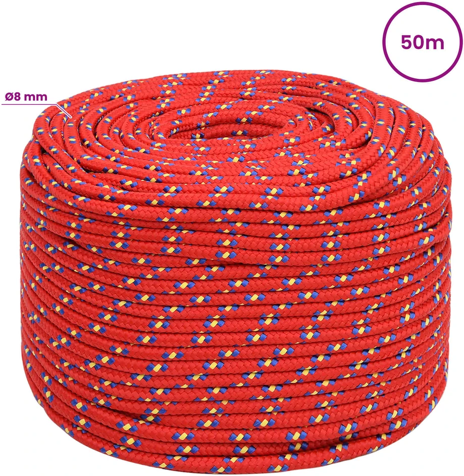 Daugiafunkcinė buitinė virvė 8 mm 50 m Raudona PP