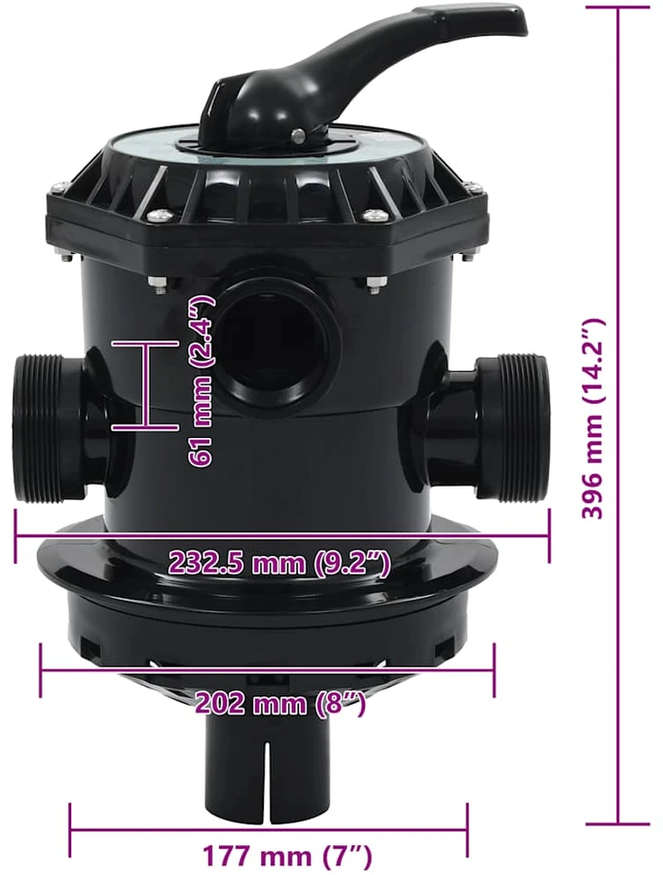 Daugiaprievadinis vožtuvas smėlio filtrui, ABS, 1,5", 6 krypčių