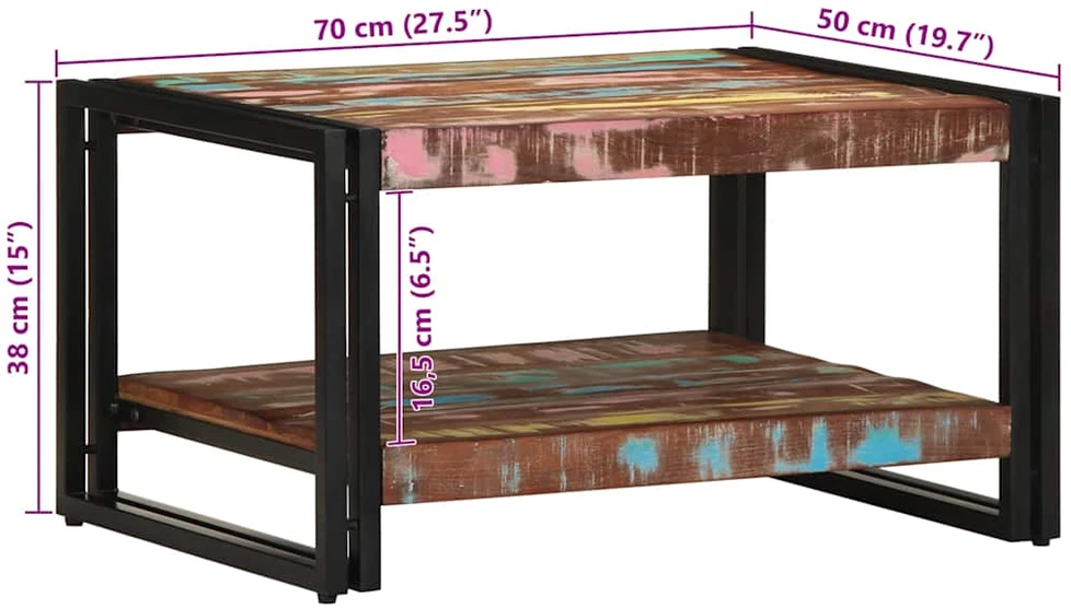 Daugiaspalvis kavos staliukas, 70x50x38cm, perdirbta mediena