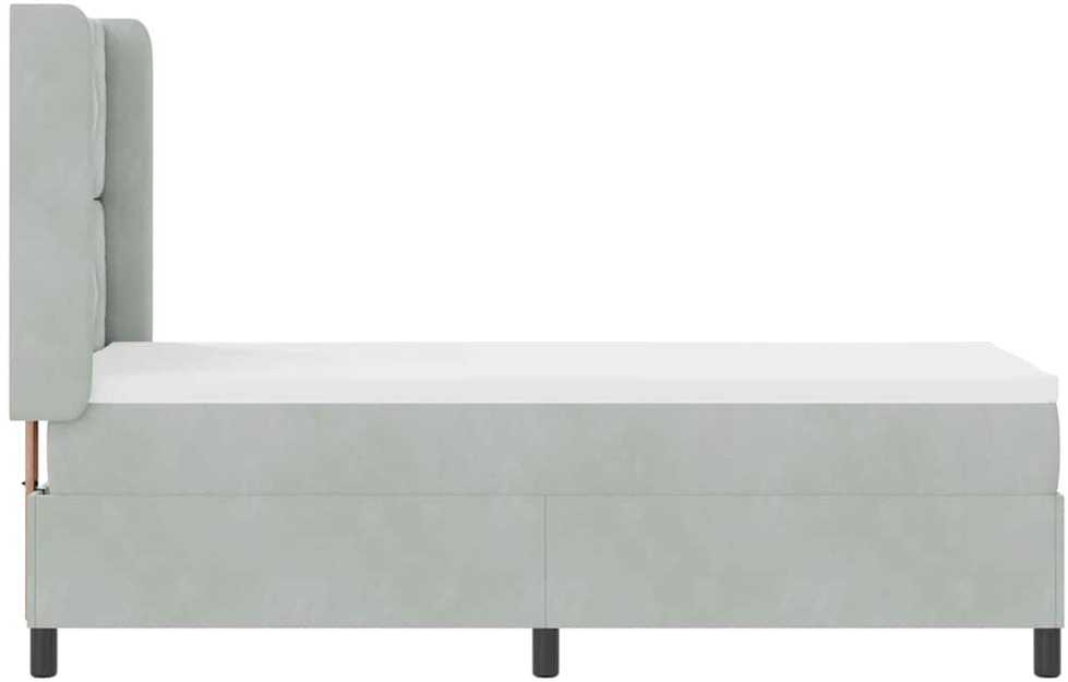 Kiemas lova su galvūgalio Šviesiai pilka 80 x 200 cm Aksomas