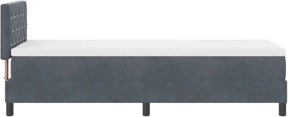 Kiemas lova su čiužiniu Tamsiai pilka 80 x 200 cm Aksomas
