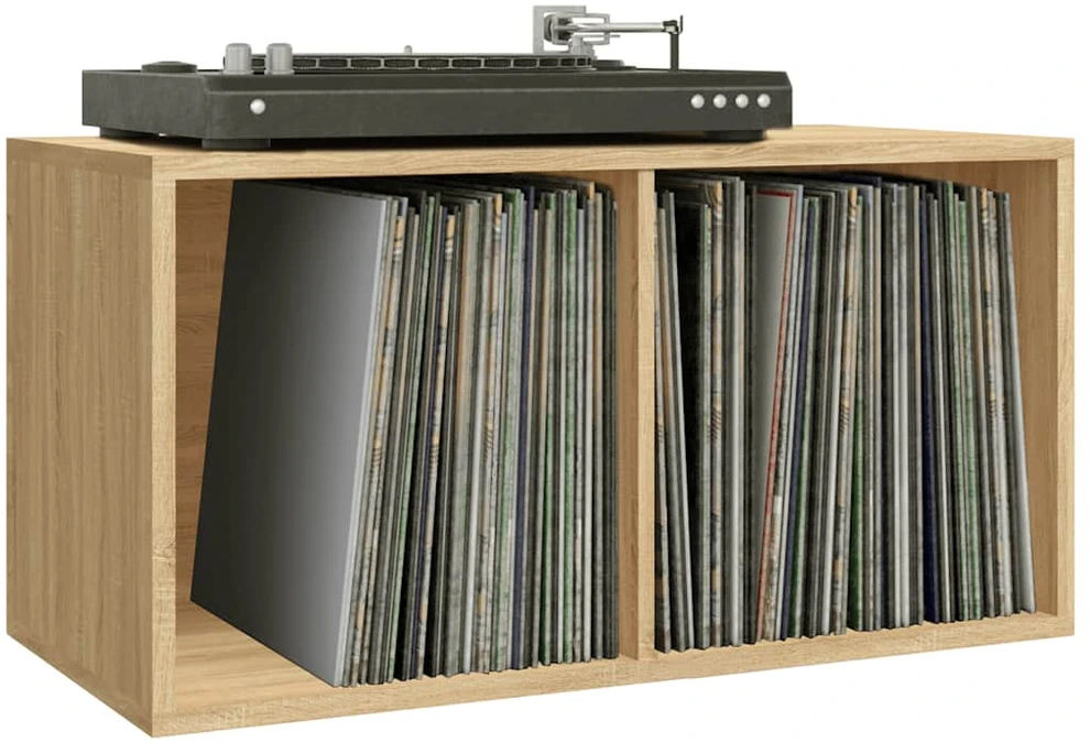 Dėžė vinilinėms plokštelėms, ąžuolo, 71x34x36cm, mediena