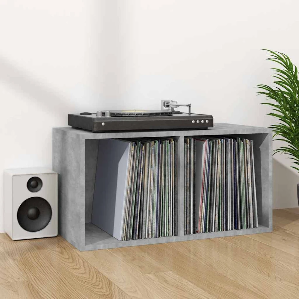 Dėžė vinilinėms plokštelėms, betono pilka, 71x34x36cm, mediena