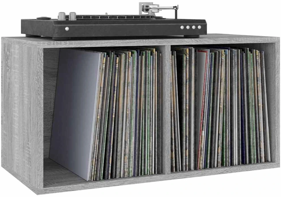 Dėžė vinilinėms plokštelėms, pilka, 71x34x36cm, mediena