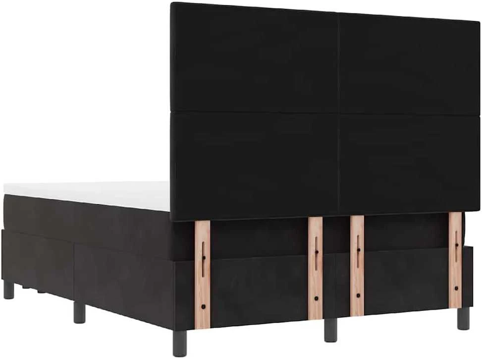 Kiemas lova su pagalve su galvūgalio Juoda 200 x 140 cm Aksomas