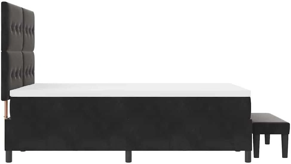 Kiemas lova su pagalve su galvūgalio Juoda 200 x 140 cm Aksomas