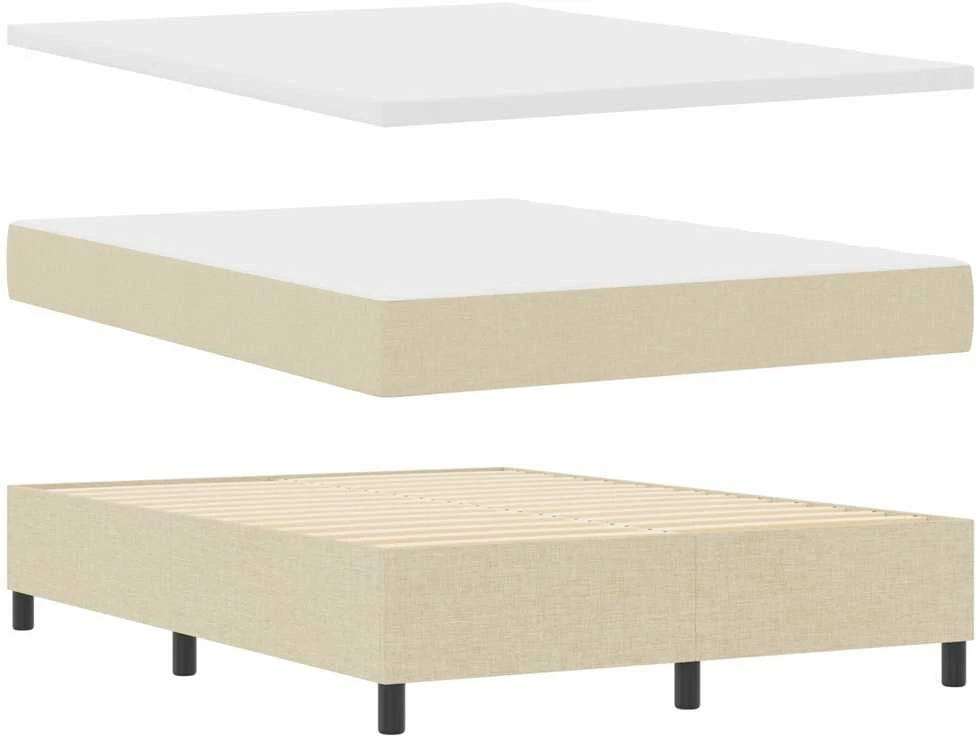 Kiemas lova su čiužiniu su LED Kreminė 140 x 190 cm audinys