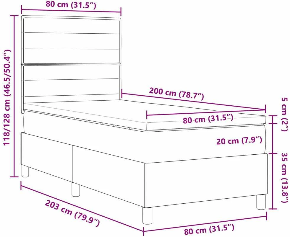 Kiemas lova su čiužiniu Tamsiai pilka 80 x 200 cm audinys