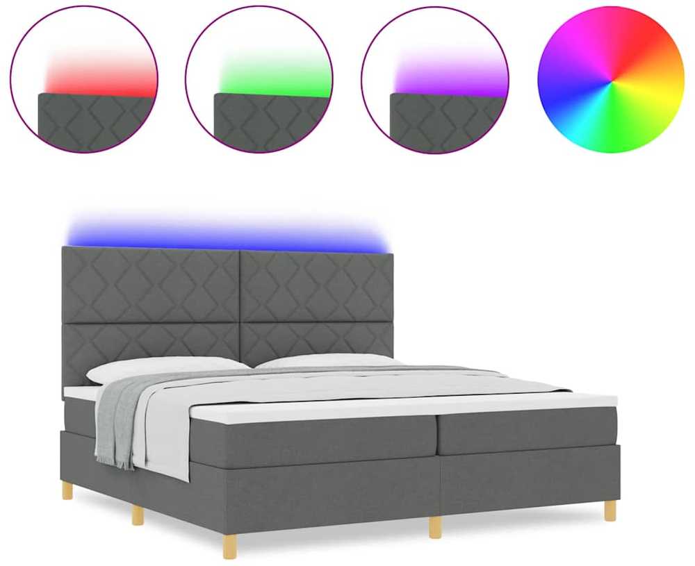 LED Čiužinio Lova Tamsiai pilka 200 x 200 cm audinys