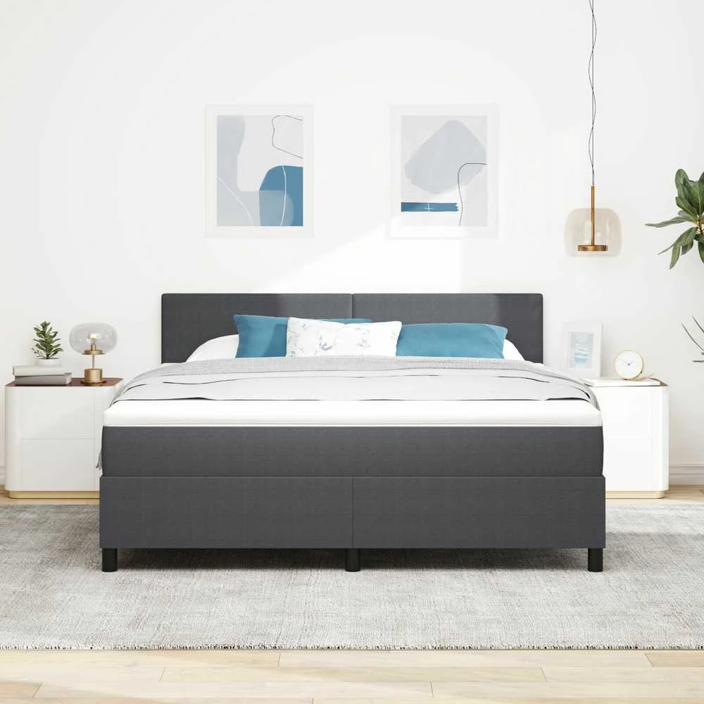 LED Čiužinio Lova Tamsiai pilka ir balta 180 x 200 cm
