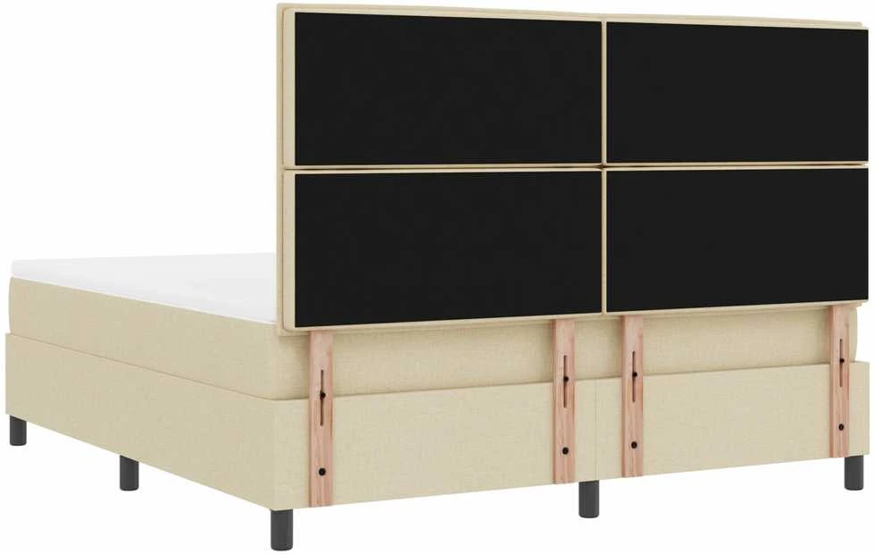 Kiemas lova su čiužiniu su LED Kreminė 180 x 200 cm audinys