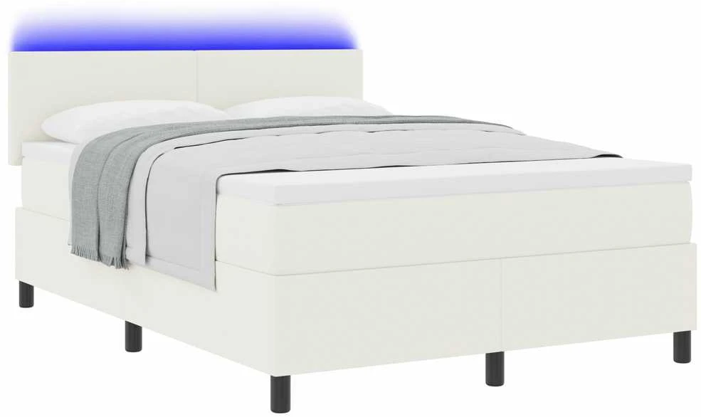 LED Čiužinio Lova su galvūgalio Kremas ir balta 160 x 200 cm