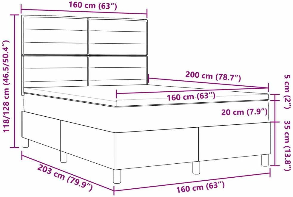 Kiemas lova su čiužiniu su LED Mėlyna 160 x 200 cm audinys