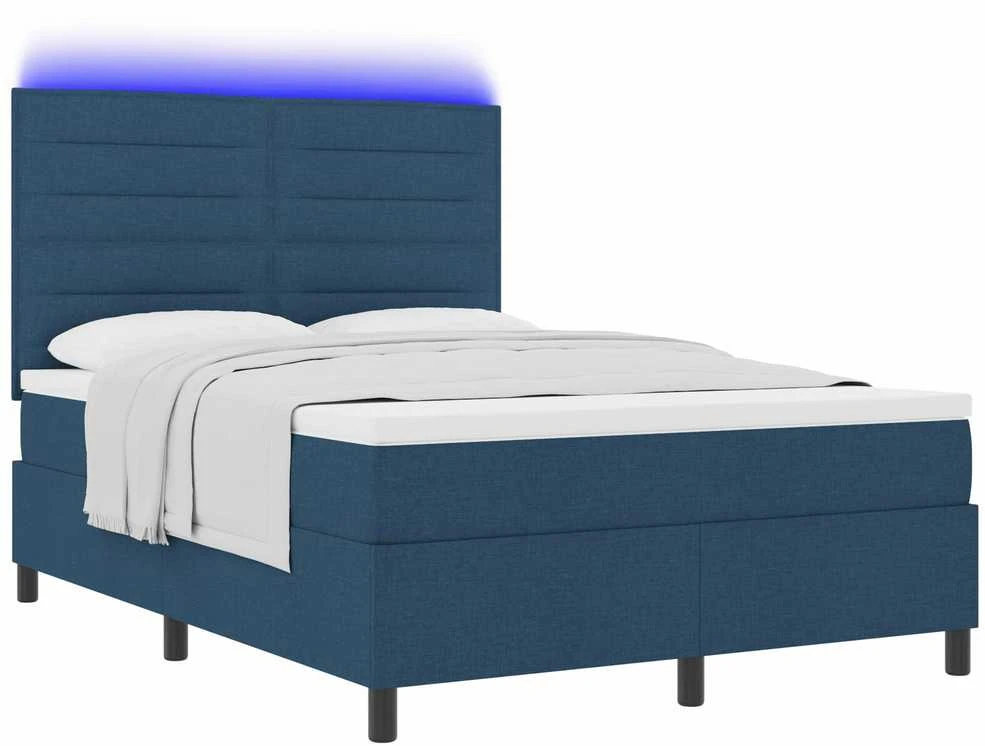 Kiemas lova su čiužiniu su LED Mėlyna 160 x 200 cm audinys