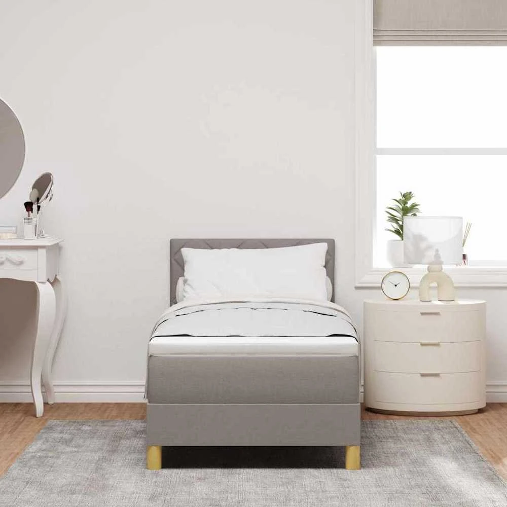 LED Čiužinio Lova su galvūgalio Taupe 80 x 200 cm audinys