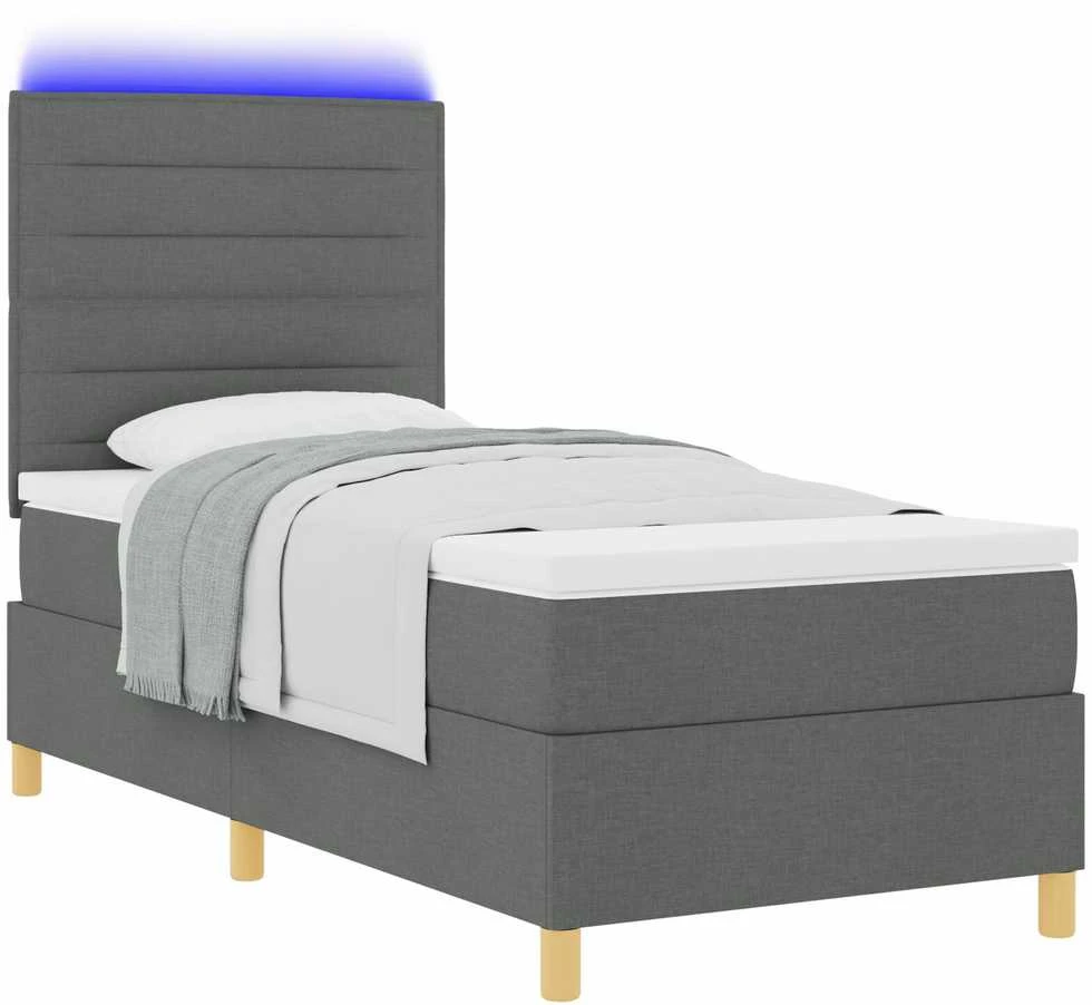 LED Čiužinio Lova Tamsiai pilka 90 x 190 cm audinys