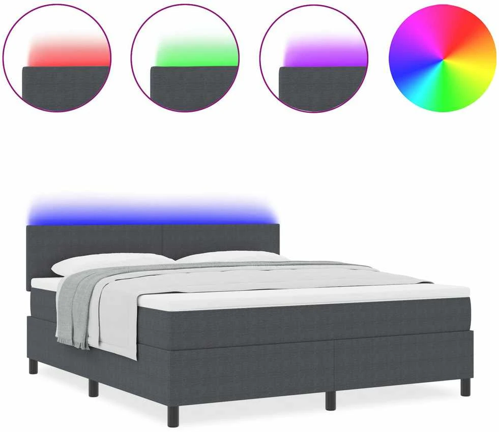 LED Čiužinio Lova Tamsiai pilka ir balta 180 x 200 cm